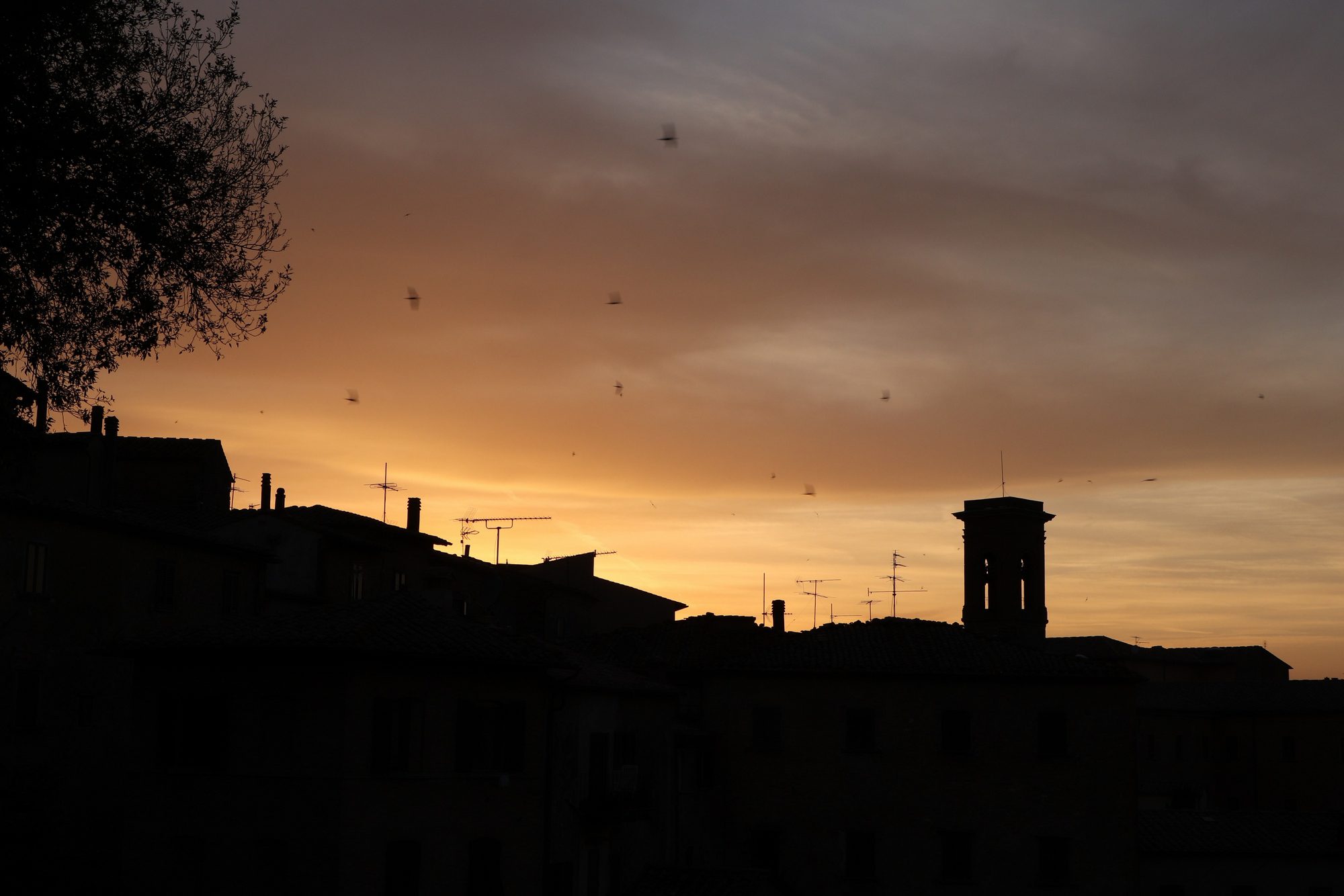 Sonnenuntergang in Volterra in der Toskana Italien