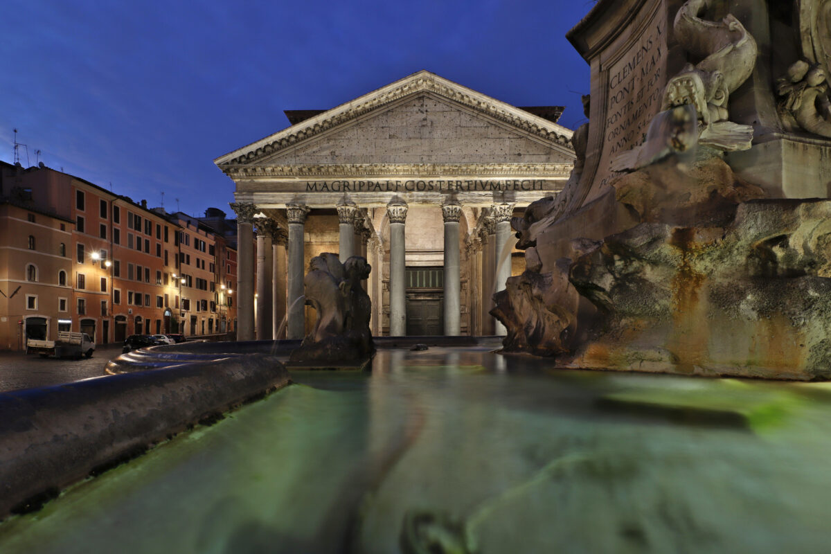 Pantheon Brunnen Fountain Blaue Stunde Blue Hour Roma Rom Italien