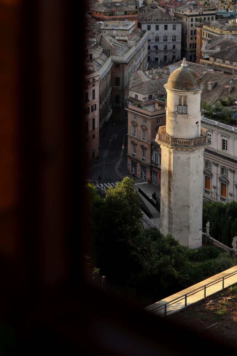 Genua Genova Ascensore di Castelletto Levante Ausblick Leuchtturm Palazzi Altstadt Ligurien Italien Reisefotografie