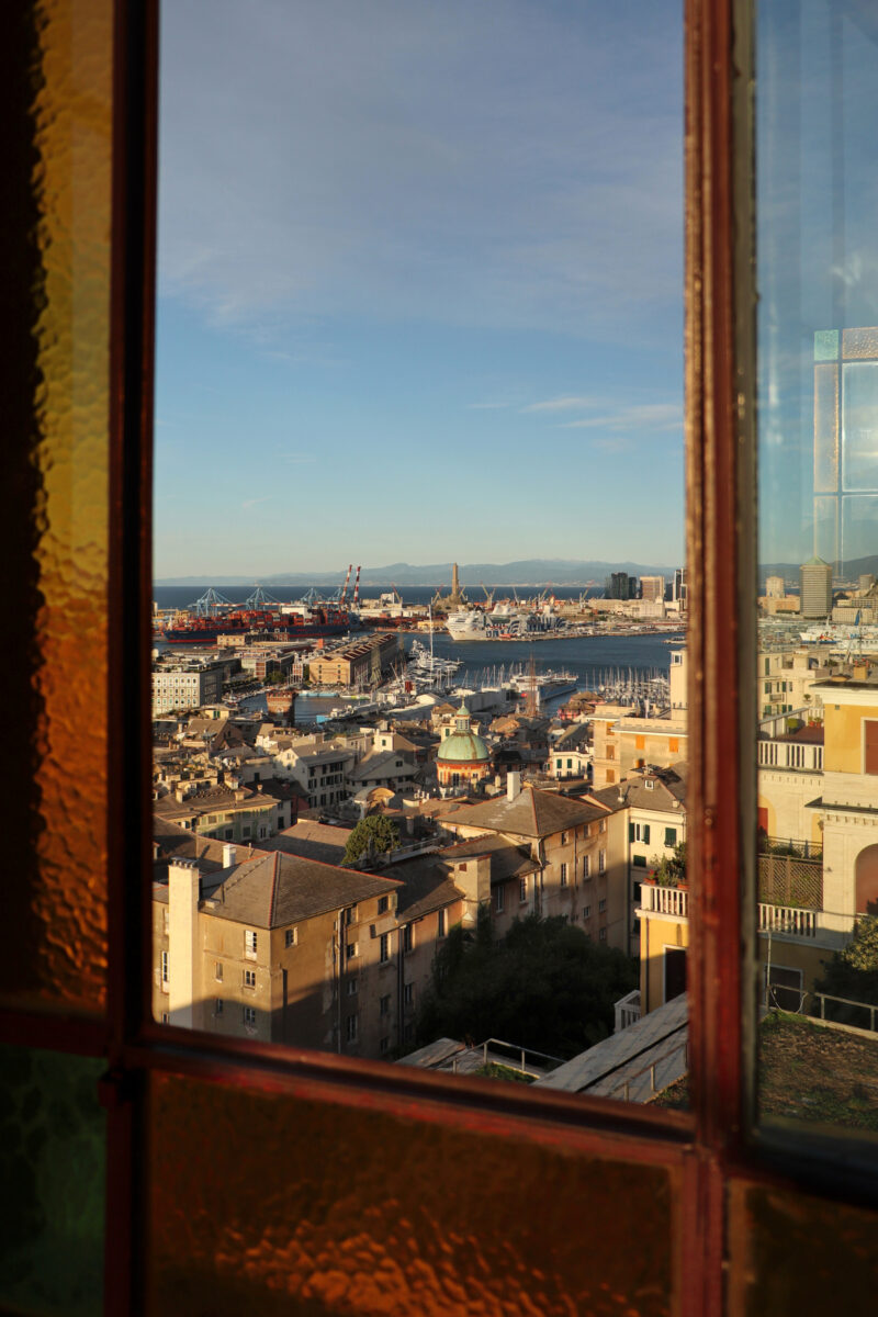 Genua Genova di Ascensore Castelletto Levante Morgens Goldene Stunde Ausblick Panorama