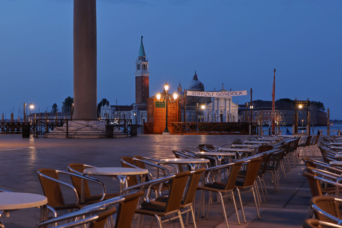 Venedig Markusplatz Morgens Blaue Stunde Venezia Piazza San Marco San Giorgio Maggiore