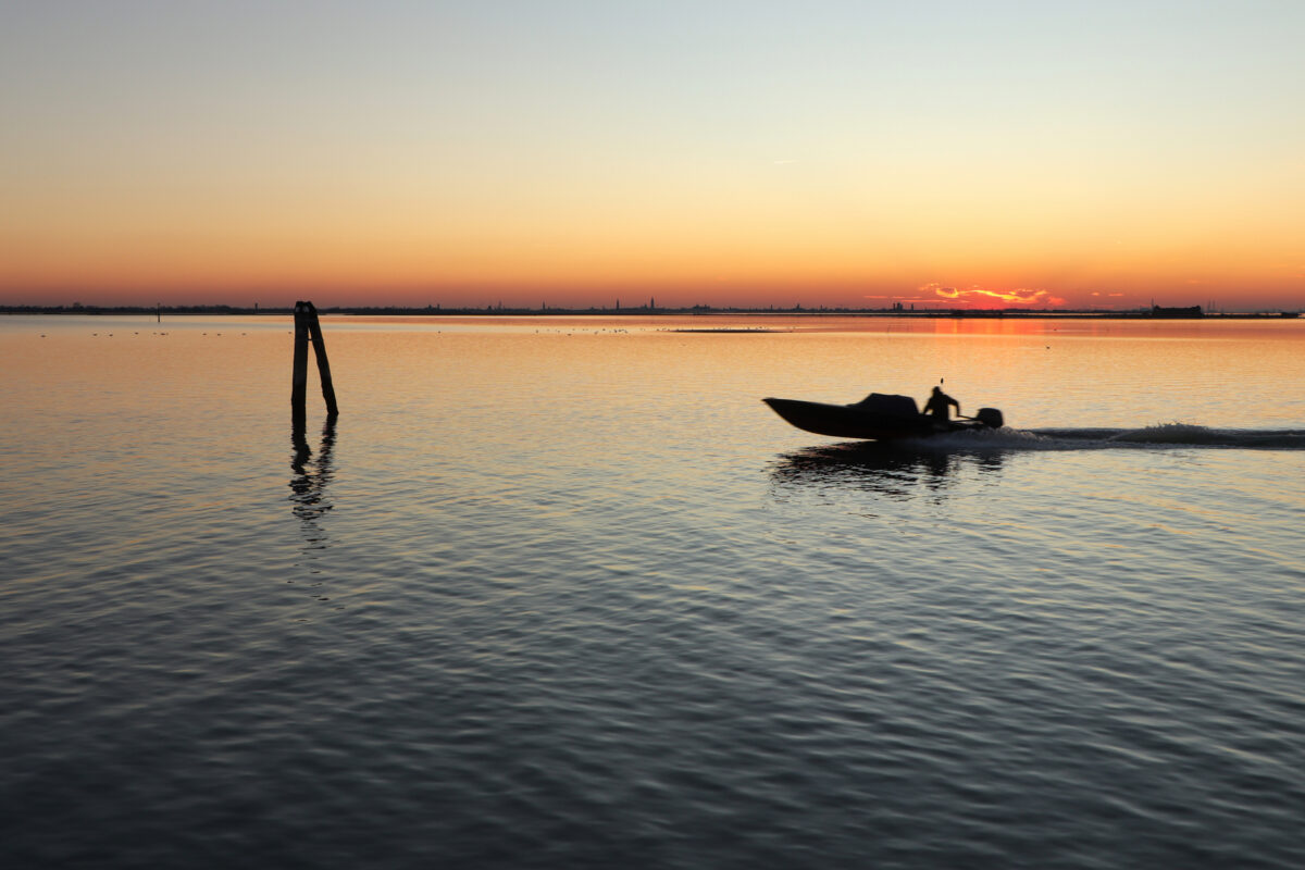 Venezia Venedig Burano Lagune Sonnenuntergang Abends