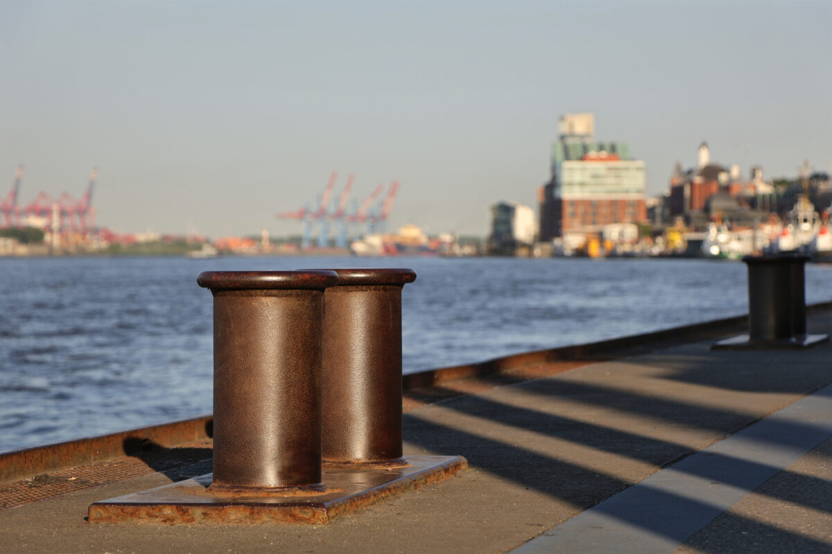 Hamburg Landungsbrücken Details Morgens Elbe Hafen