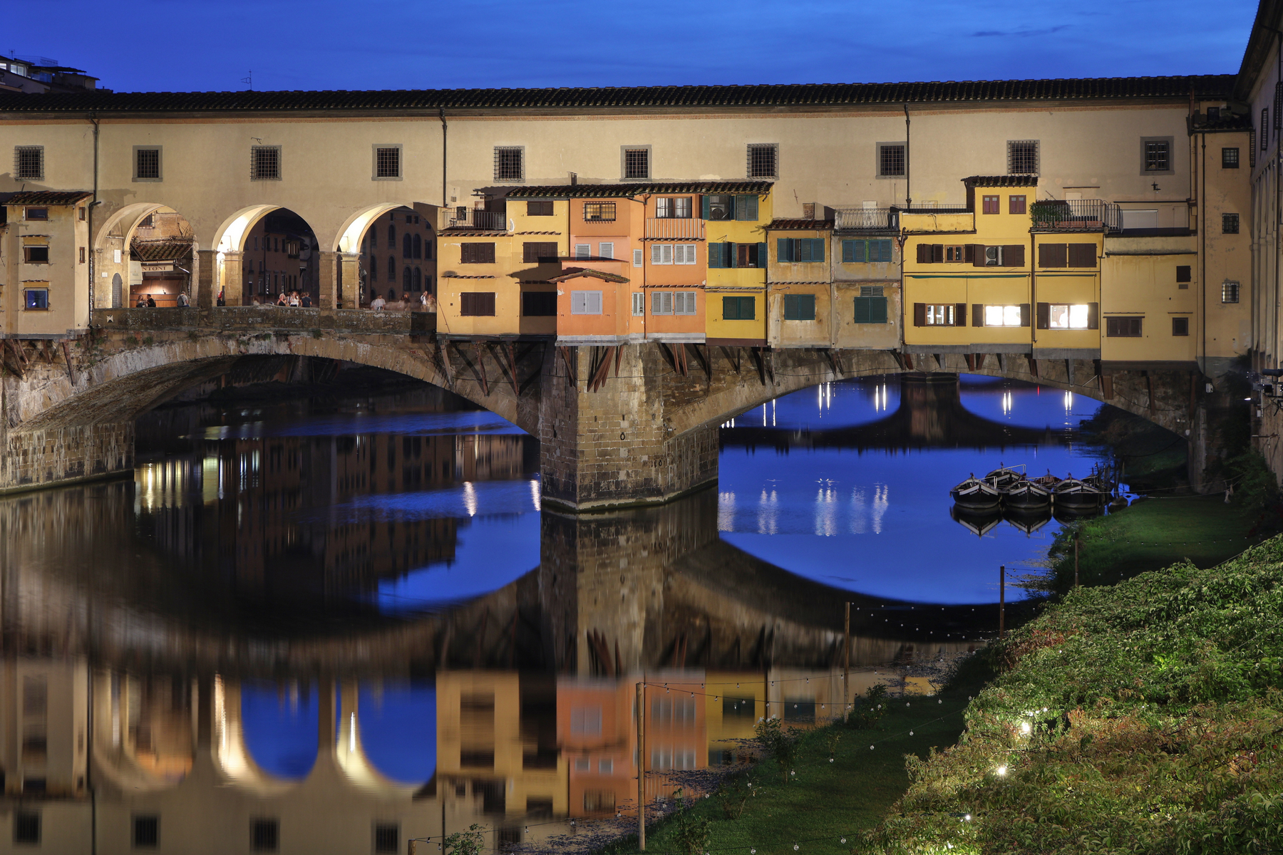 Florenz Ponte Vecchio Abends Nachts Blaue Stunde Langzeitbelichtung
