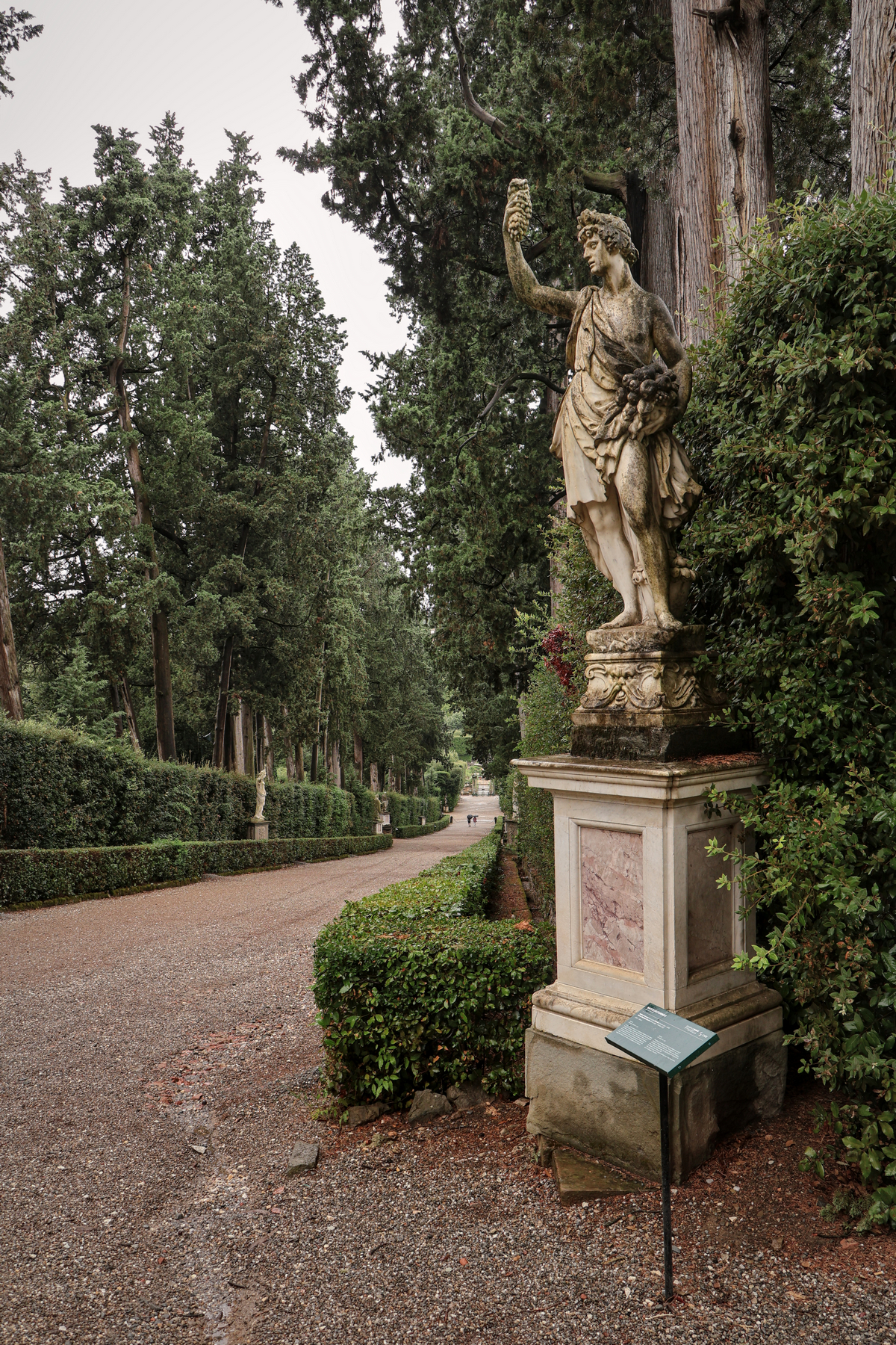 Florenz Giardino di Boboli Statue Viale dei Cipressi Viottolone bei Regen