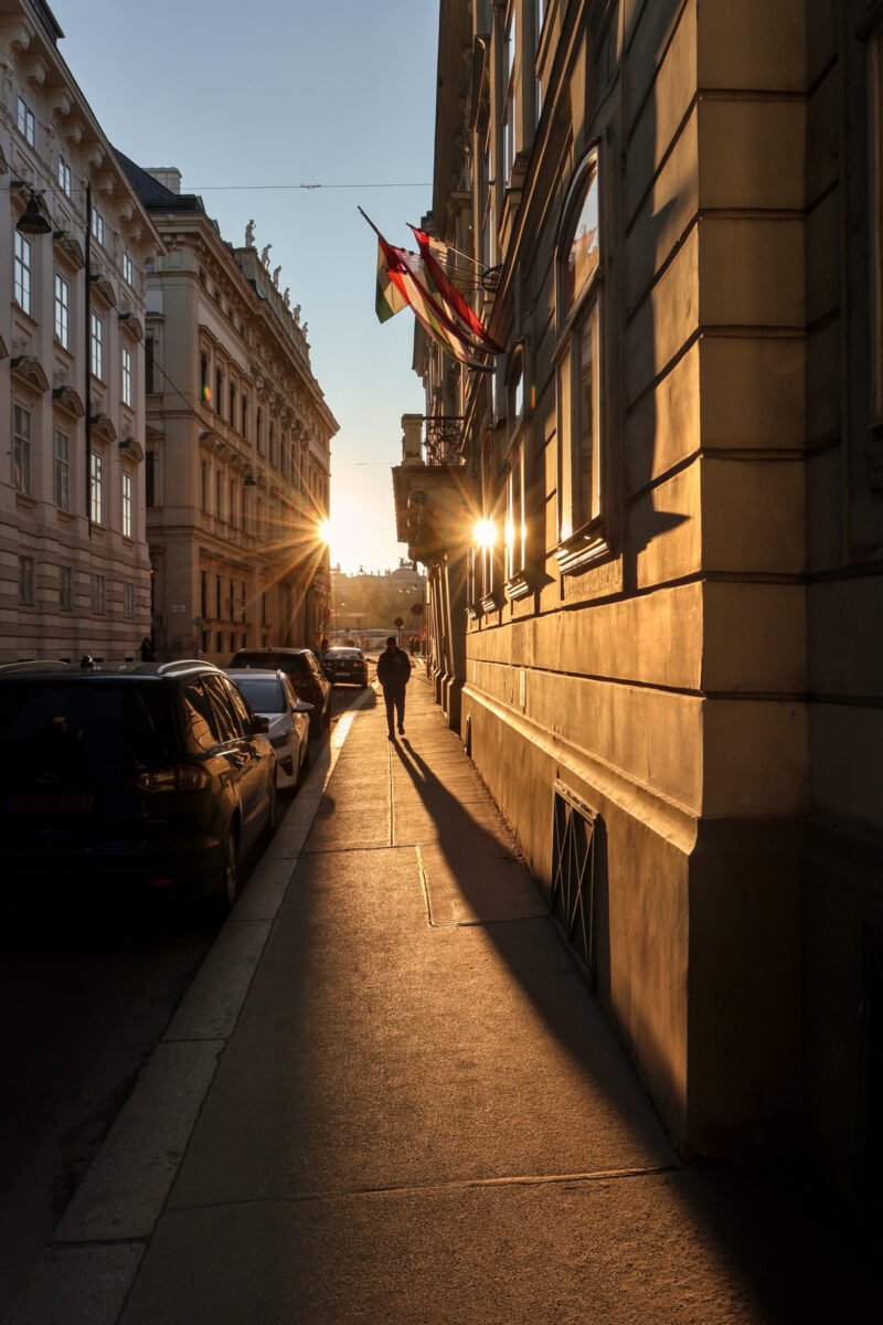Wien Innere Stadt Bankgasse Goldene Stunde Gegenlicht