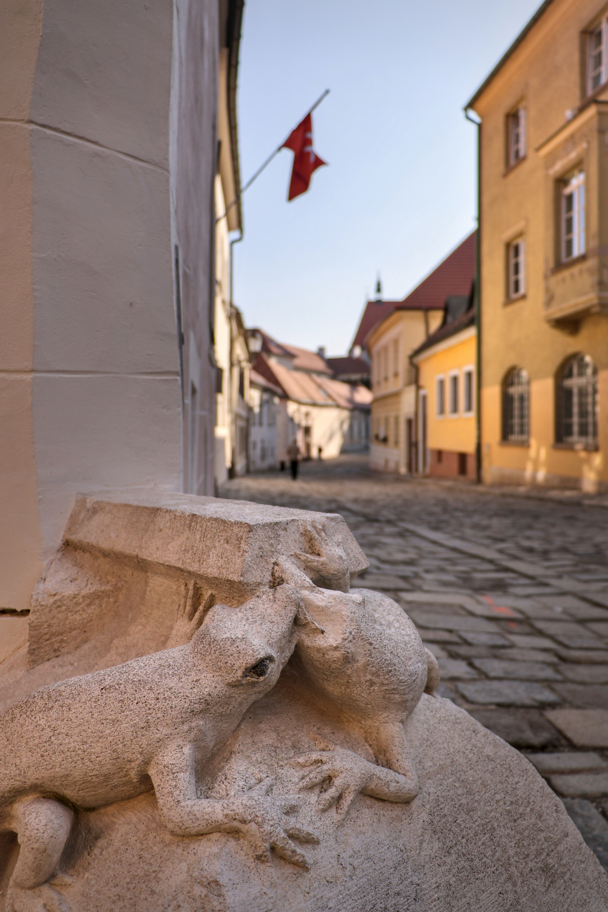 Bratislava Altstadt Gasse Eidechsen-Statue
