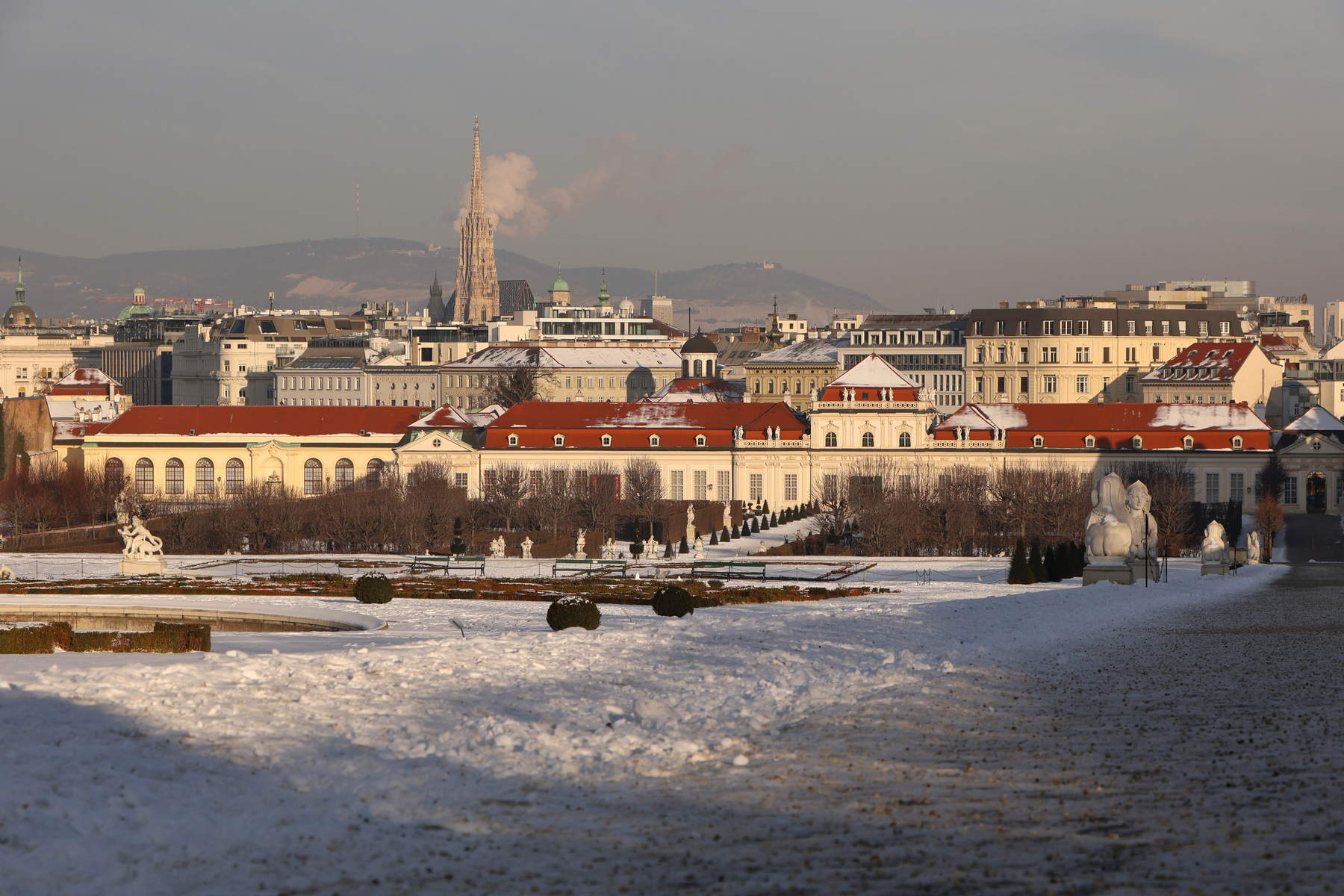 Wien Belvedere Aussicht Winter Schnee