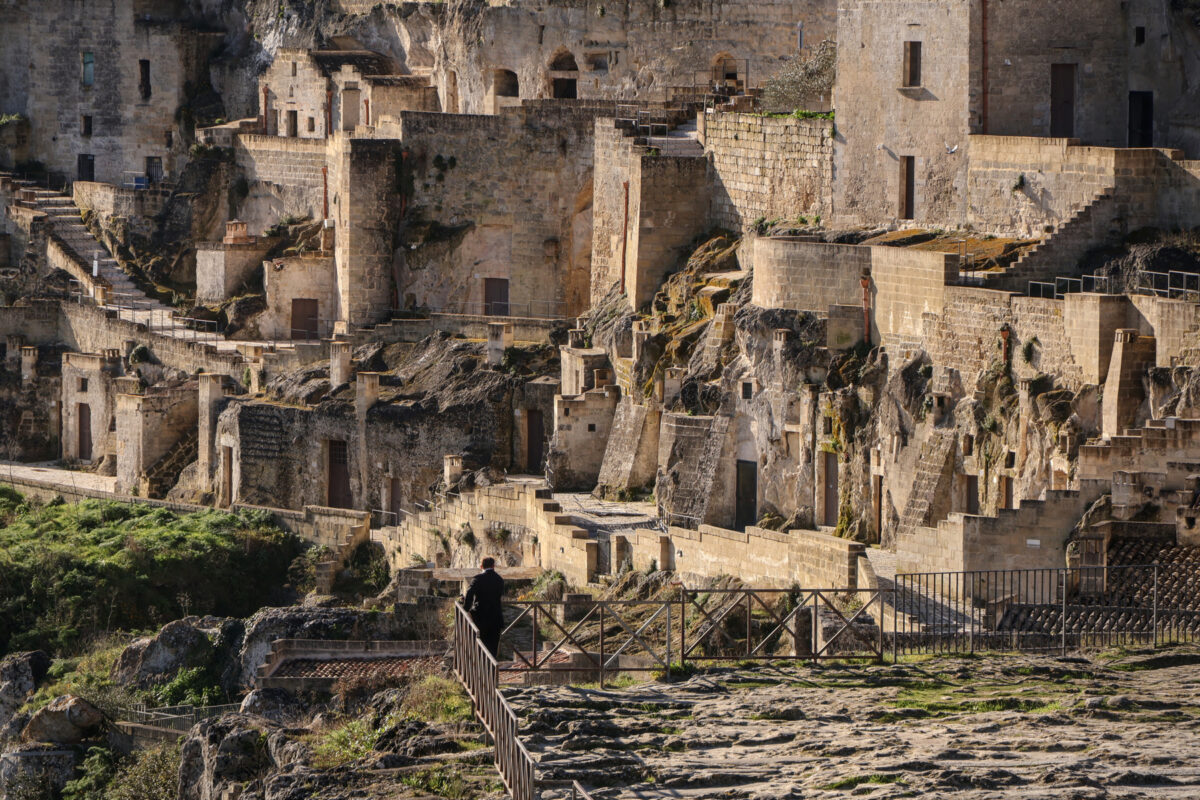 Sassi di Matera Sasso Caveoso Rione Malve im Morgenlicht