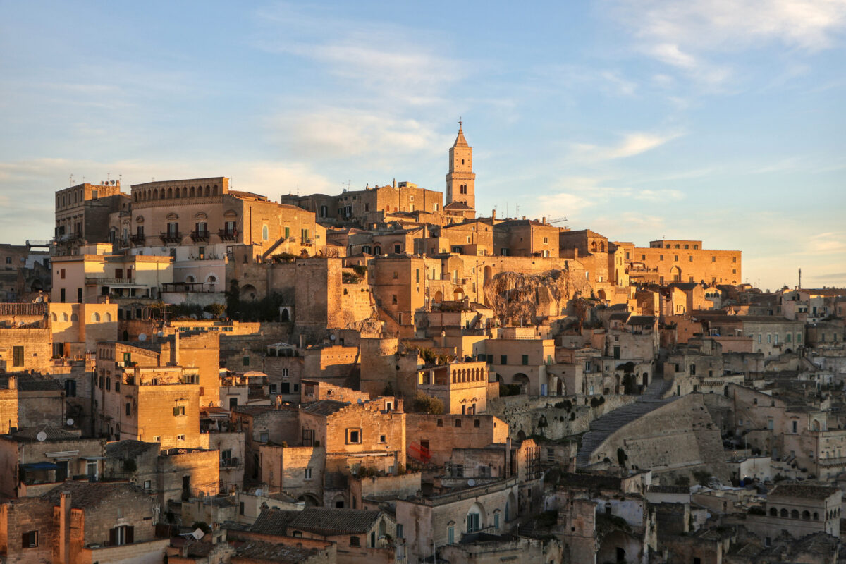 Sassi di Matera Ausblick Sonnenaufgang Goldene Stunde Morgenlicht