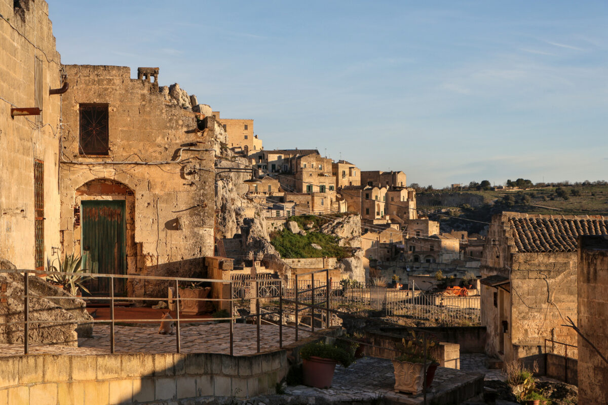 Sassi di Matera Sasso Caveoso Rione Casalnuovo im Morgenlicht