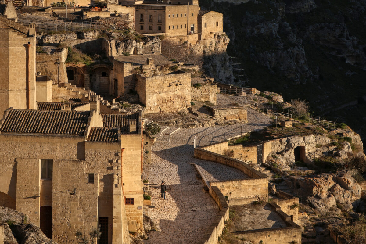 Sassi di Matera Rione Casalnuovo Sasso Caveoso Goldene Stunde Morgenlicht